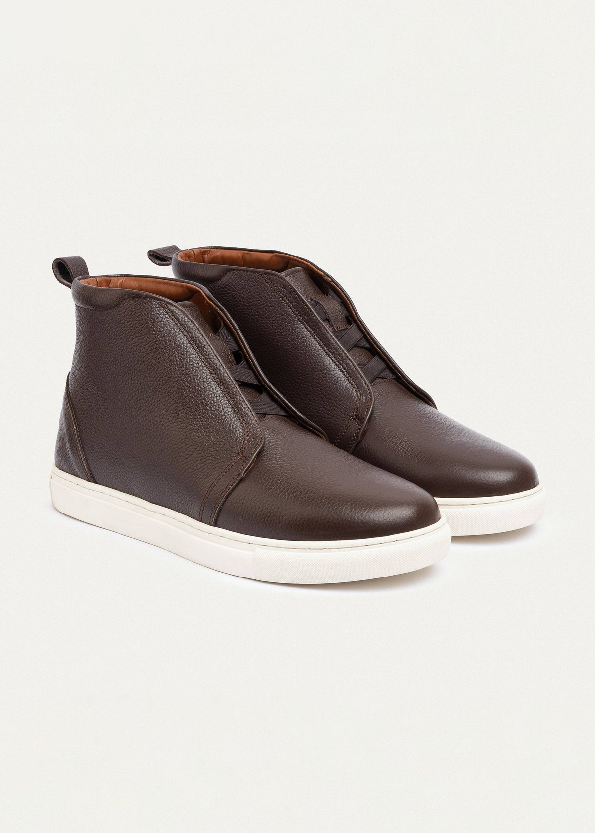 Mid-Top Leather Sneaker Boot — Brown