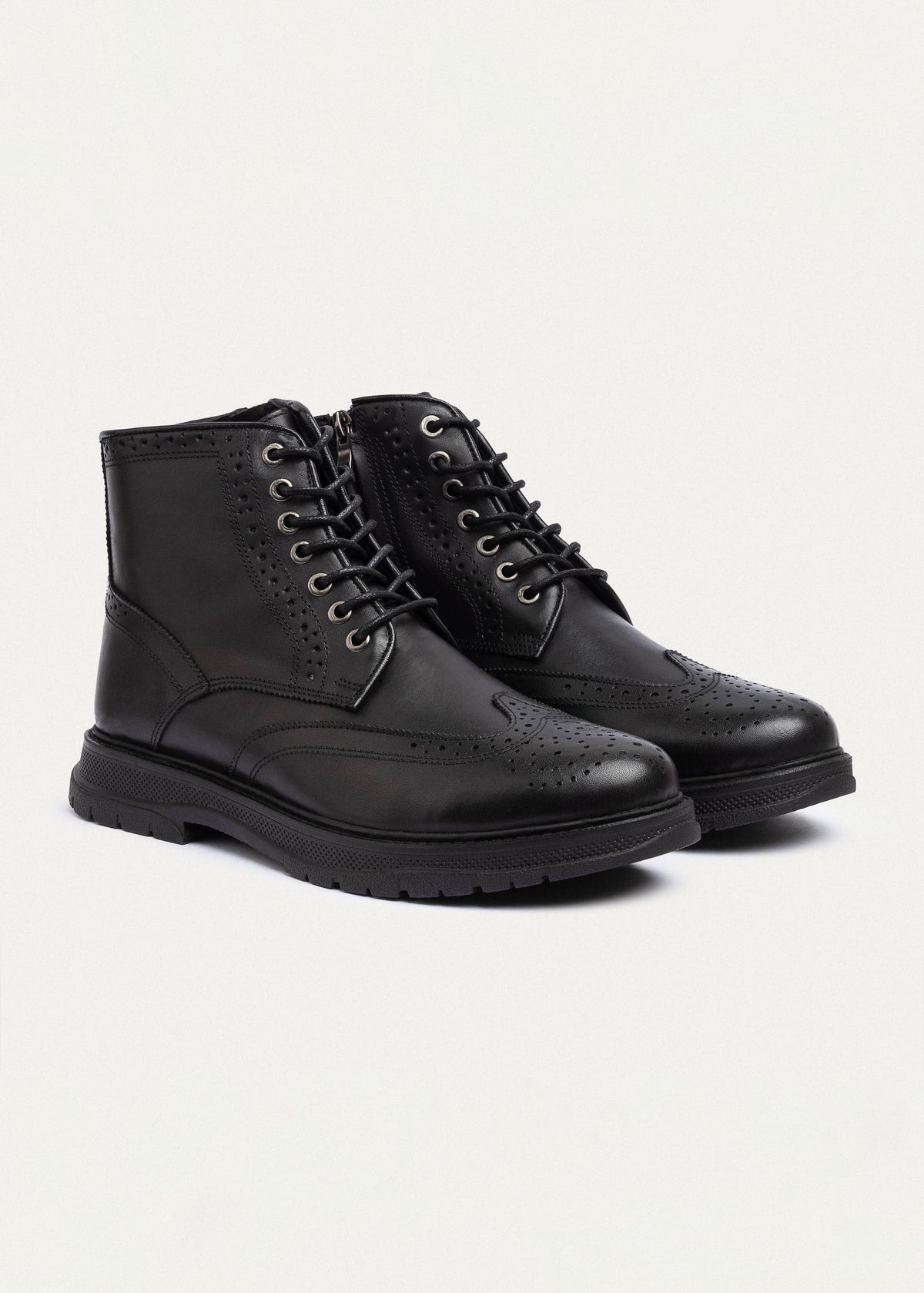 Leather Brogue Boot — Black