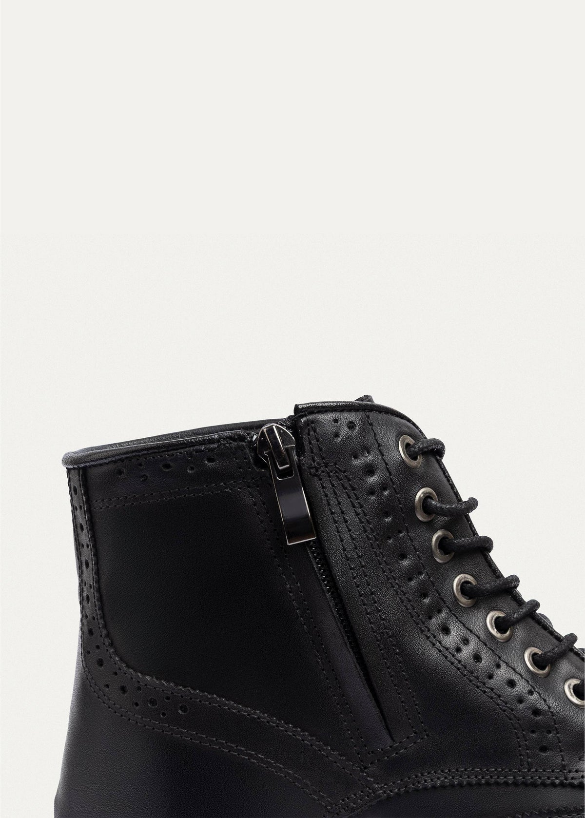 Leather Brogue Boot — Black