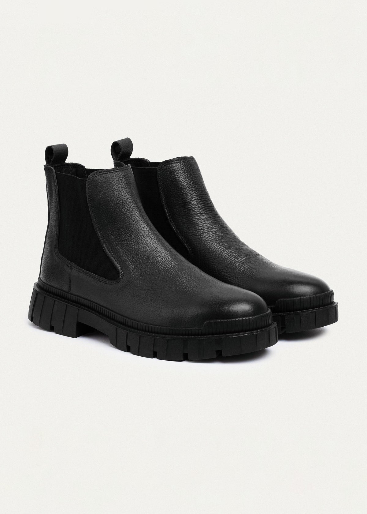 Pebbled Leather Chelsea Boot — Black