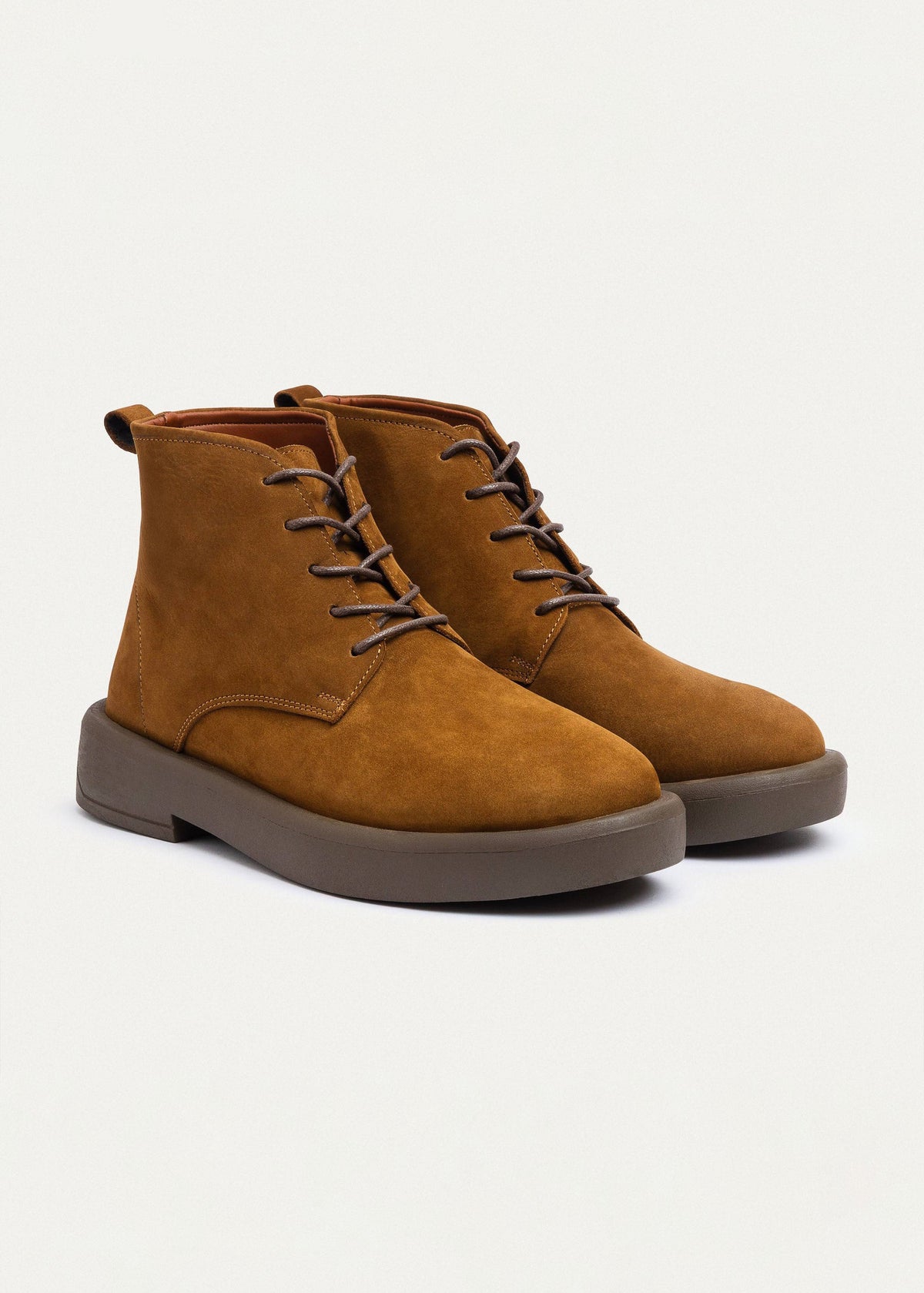 Leather Brogue Chukka Boot — Brown