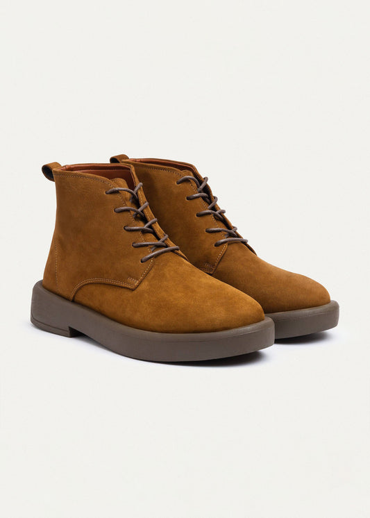 Leather Brogue Chukka Boot — Brown