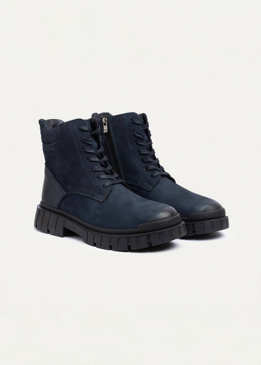 Leather Trail Boot — Navy Blue