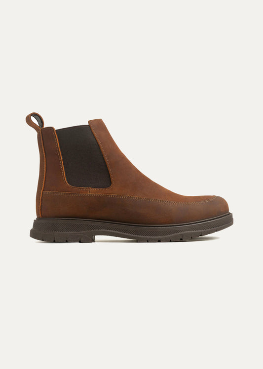 Dual Genuine Leather Chelsea Boots — Brown