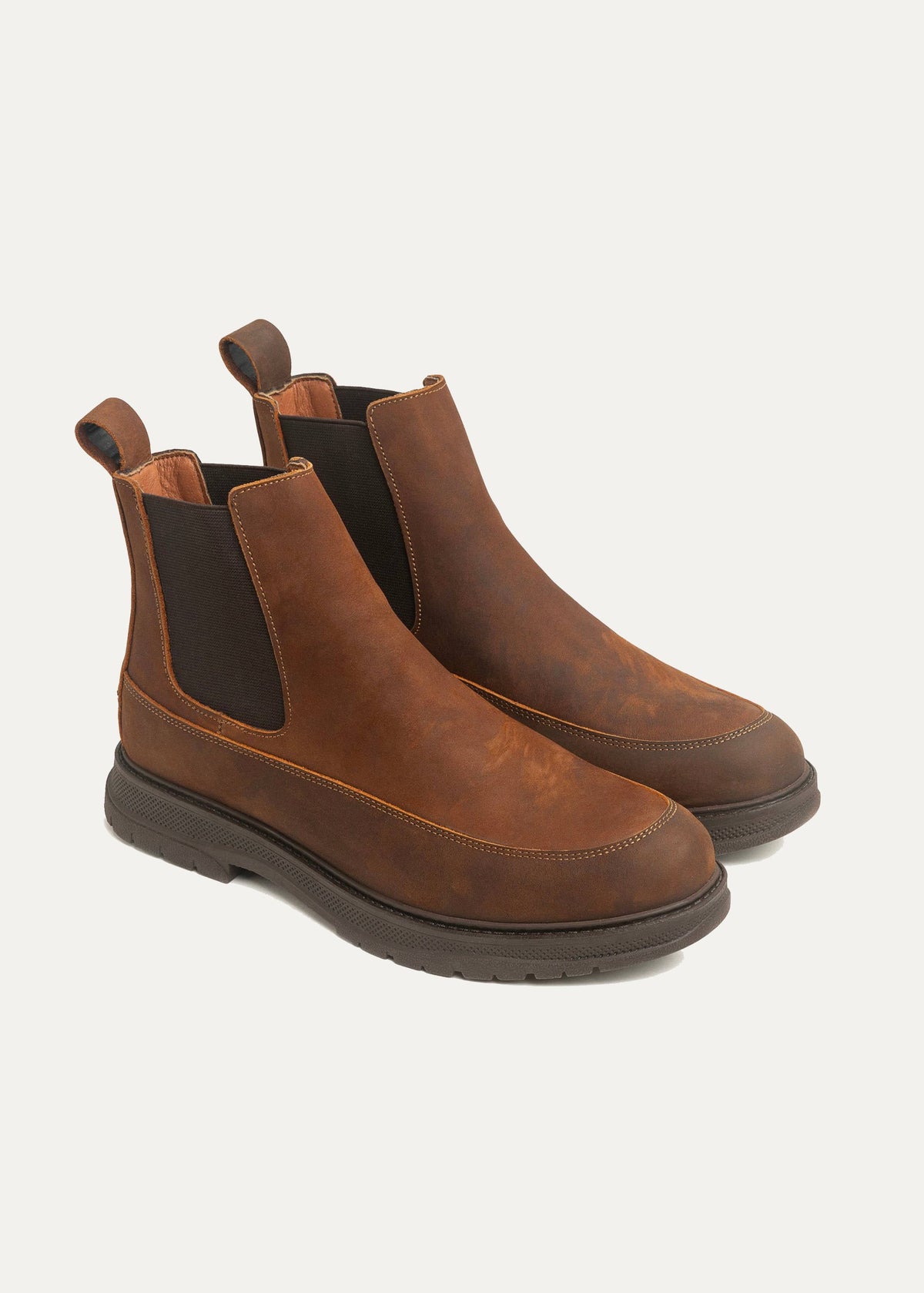 Dual Genuine Leather Chelsea Boots — Brown