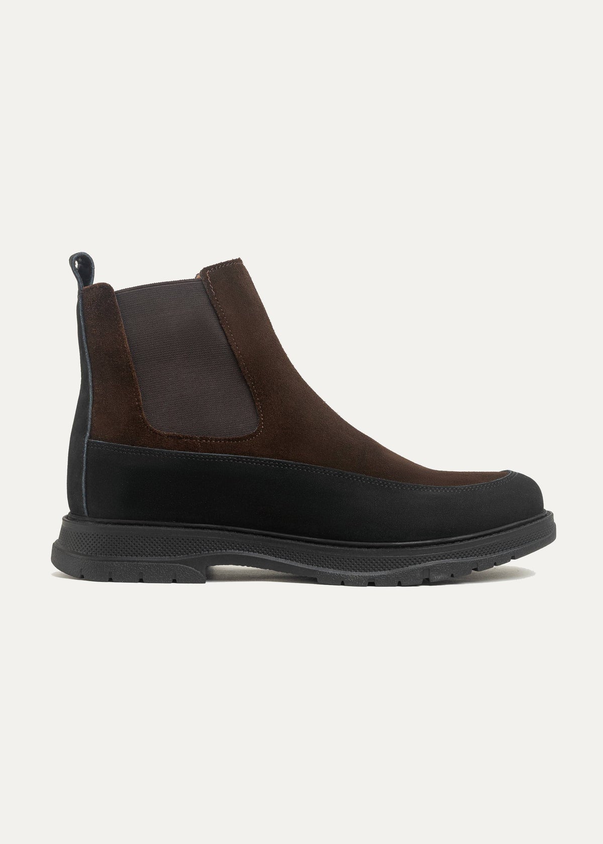 Dual Genuine Suede Leather Chelsea Boots — Brown X Black