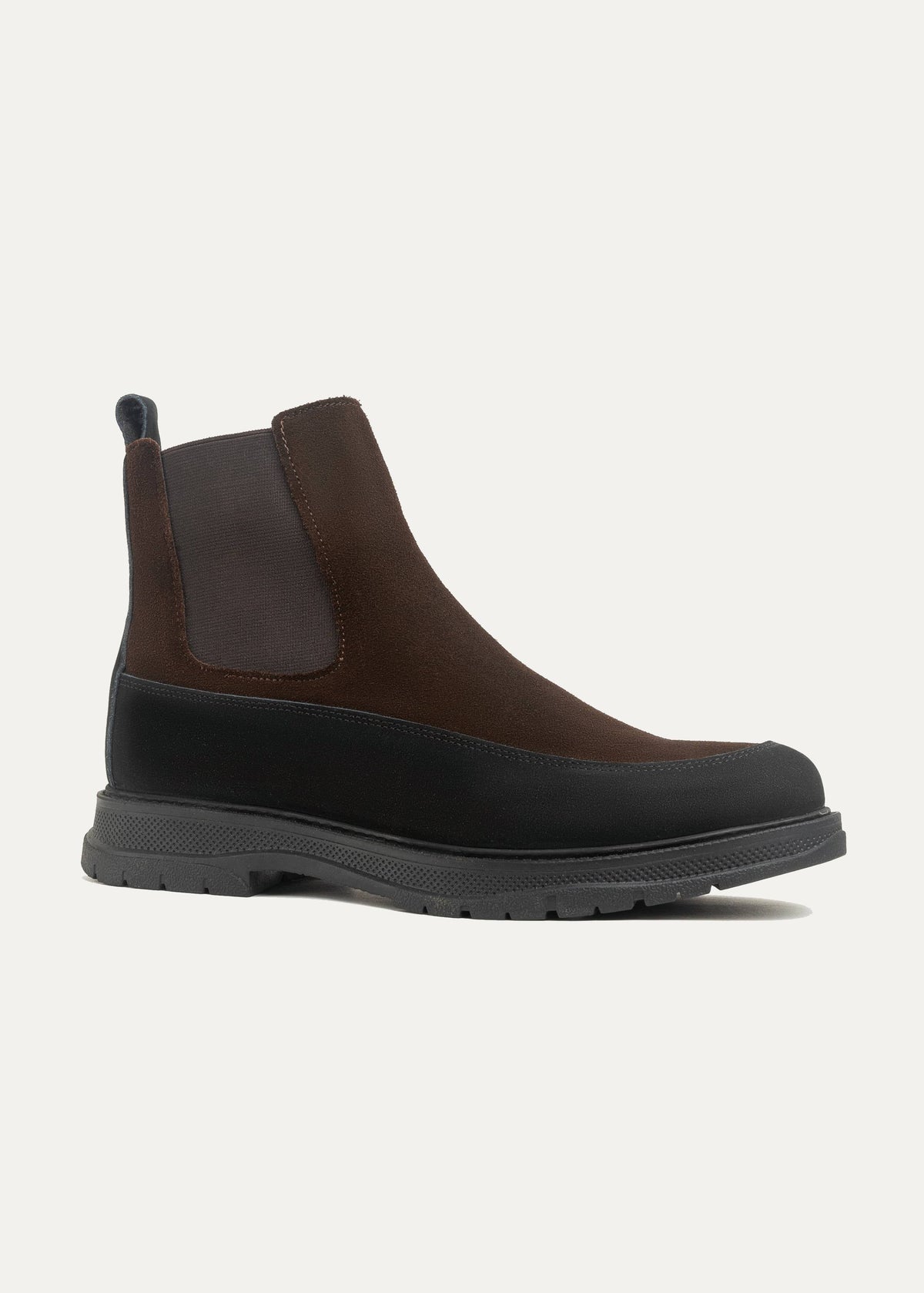 Dual Genuine Suede Leather Chelsea Boots — Brown X Black
