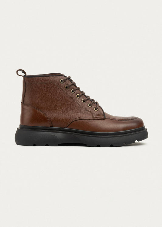 Textured Leather Half Boot — Brown