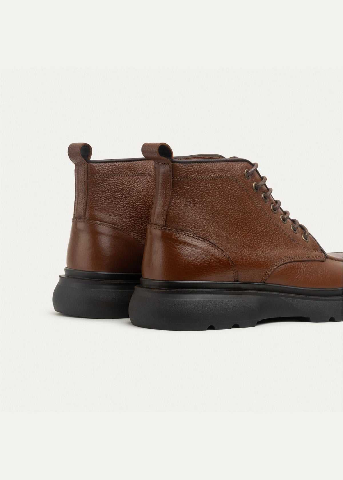 Textured Leather Half Boot — Brown