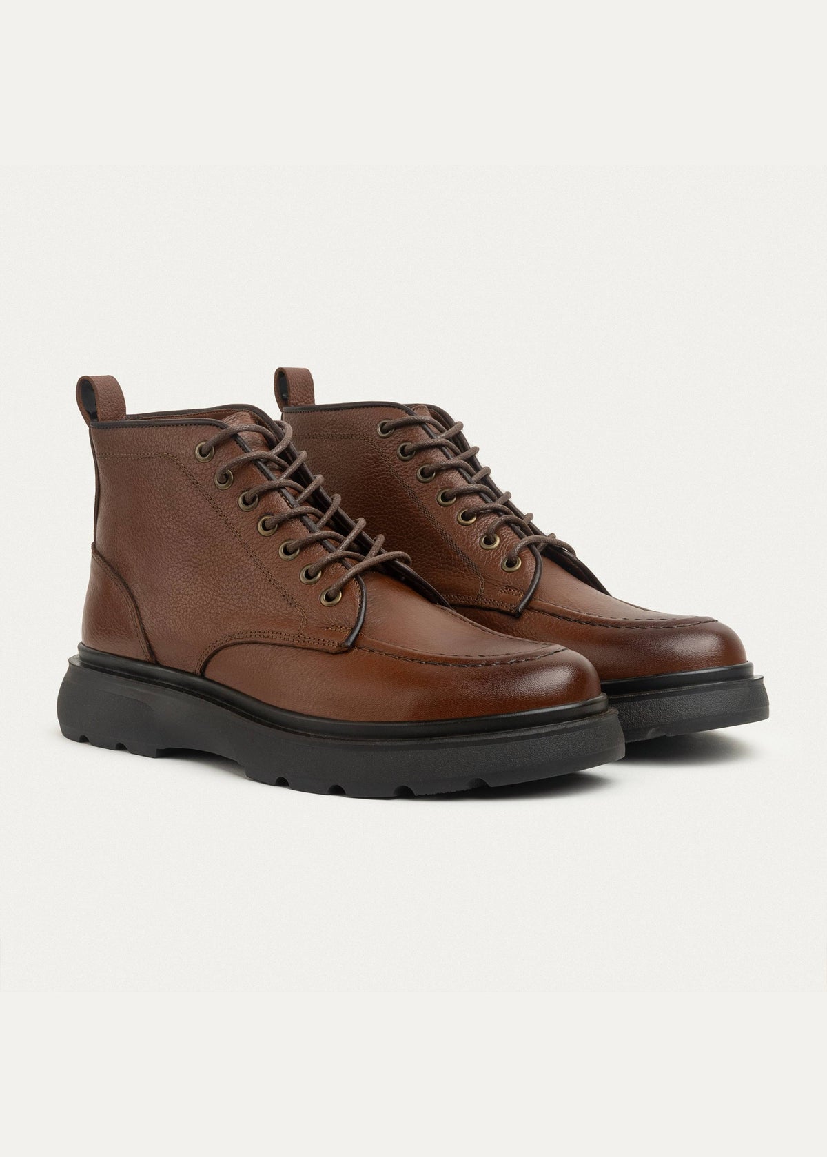 Textured Leather Half Boot — Brown