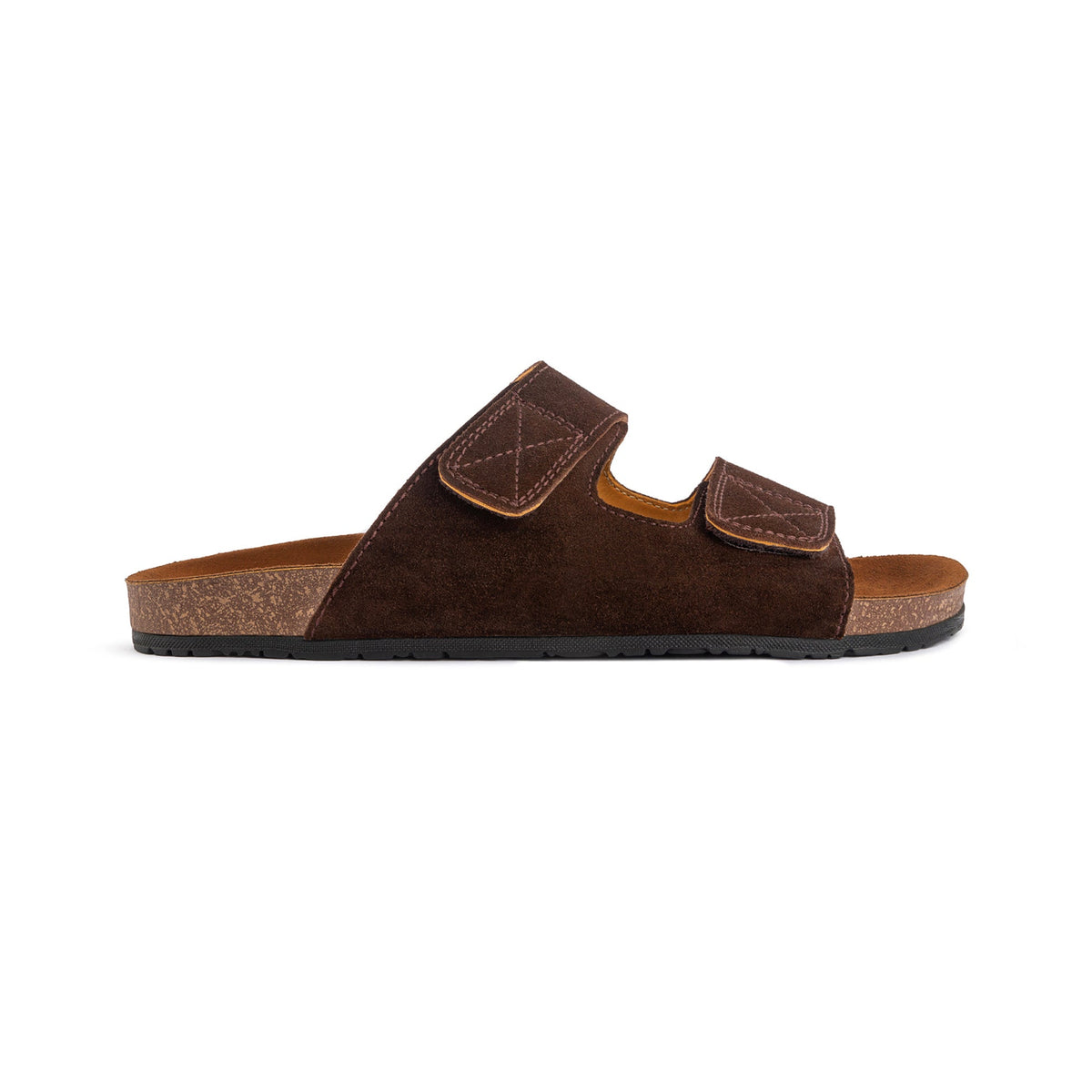 Double Leather Soft Footbed Sandal — Brown