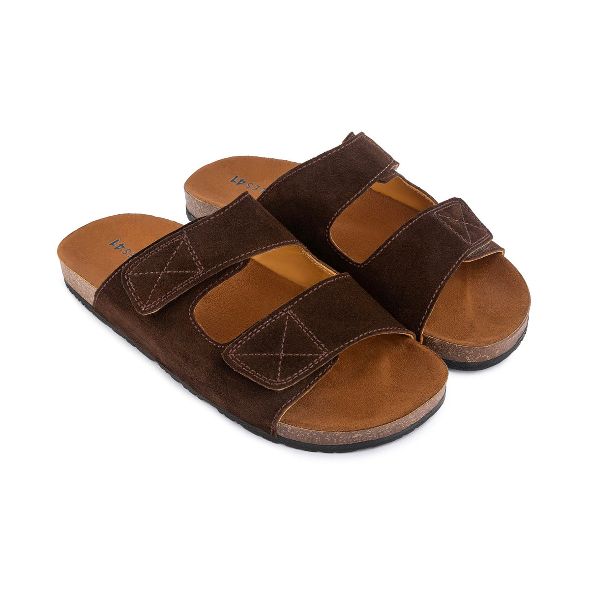 Double Leather Soft Footbed Sandal — Brown