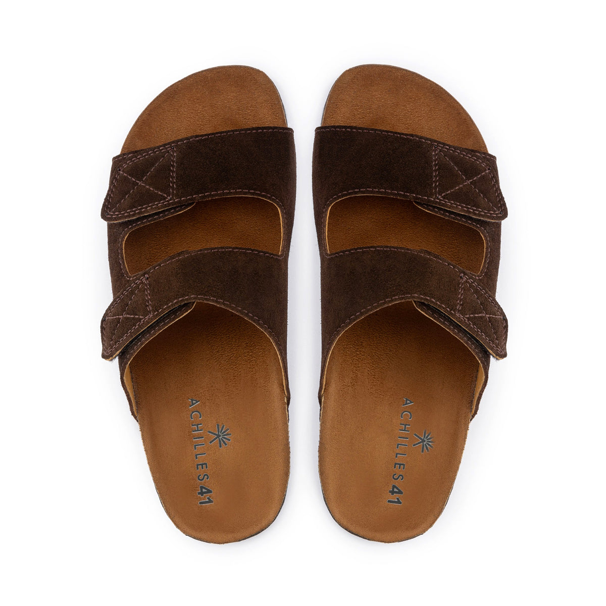 Double Leather Soft Footbed Sandal — Brown