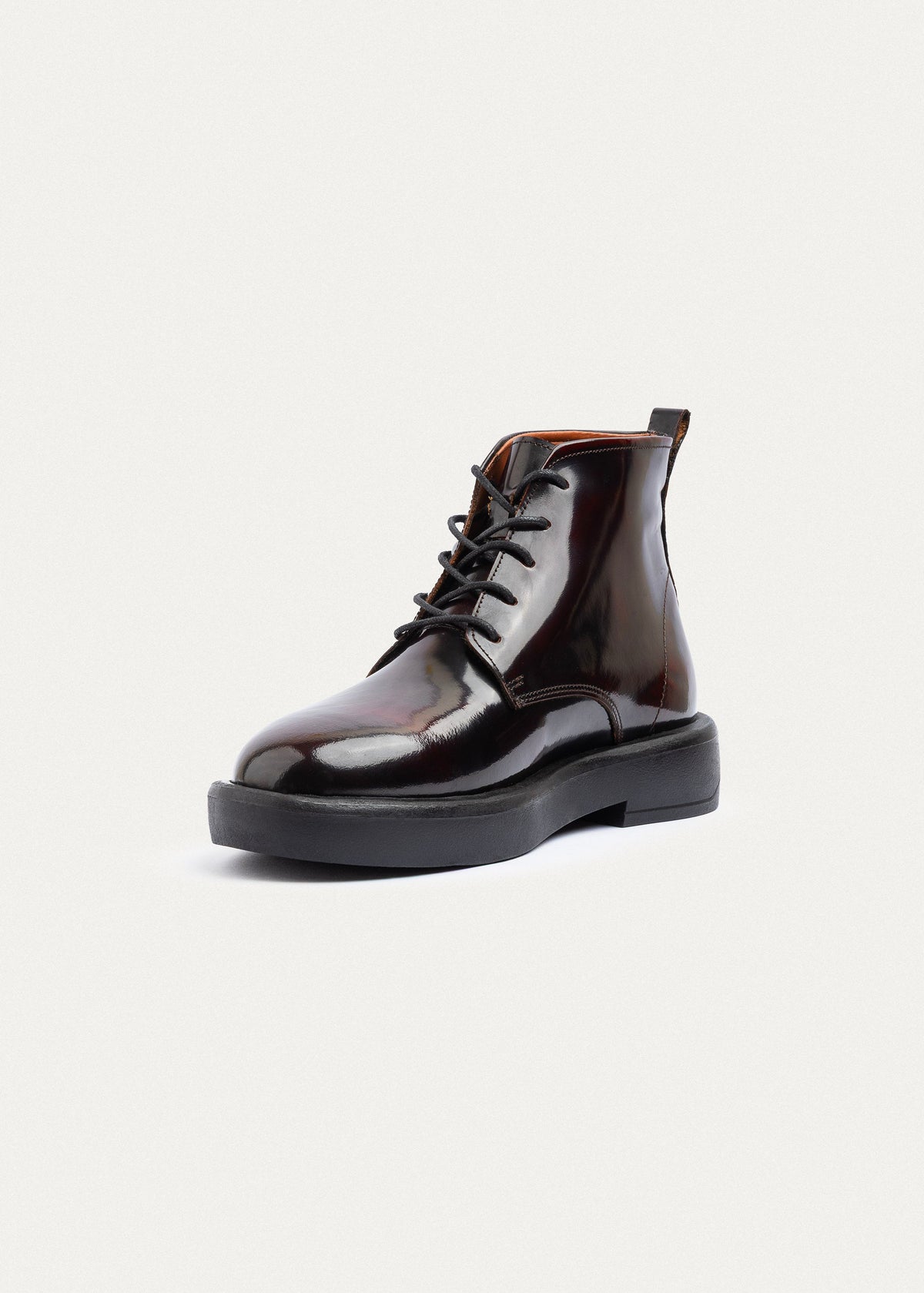Patent Brogue Chukka Boot — Burgundy