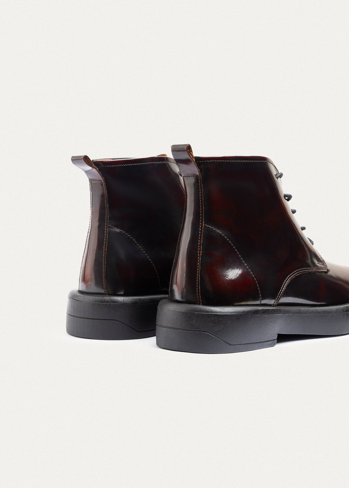 Patent Brogue Chukka Boot — Burgundy