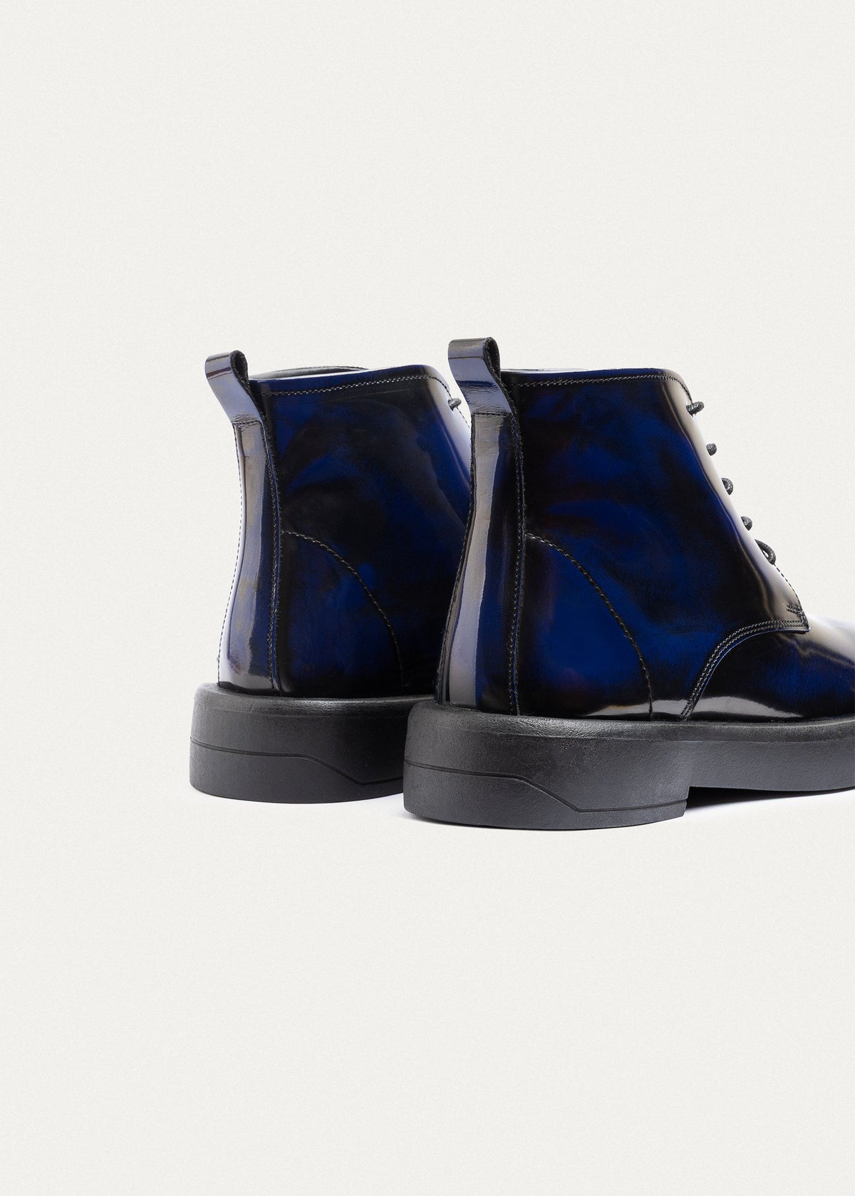 Patent Brogue Chukka Boot — Navy Blue