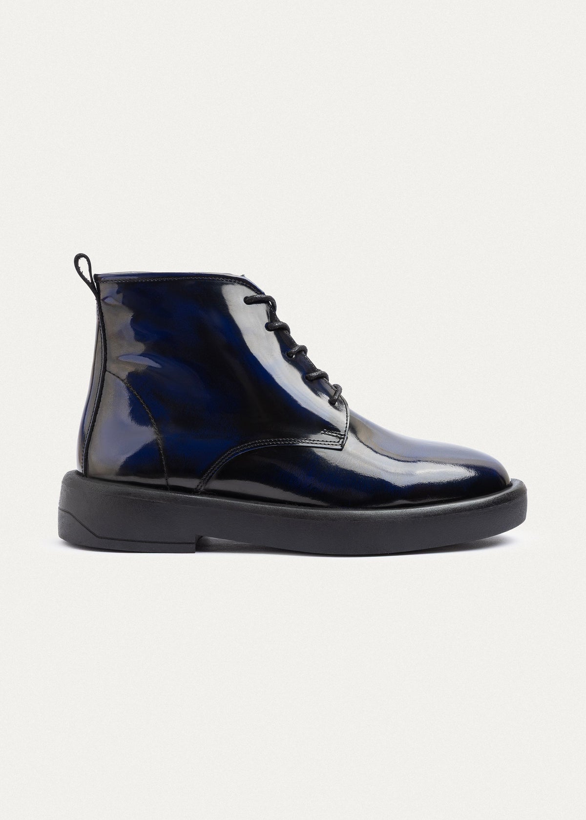 Patent Brogue Chukka Boot — Navy Blue