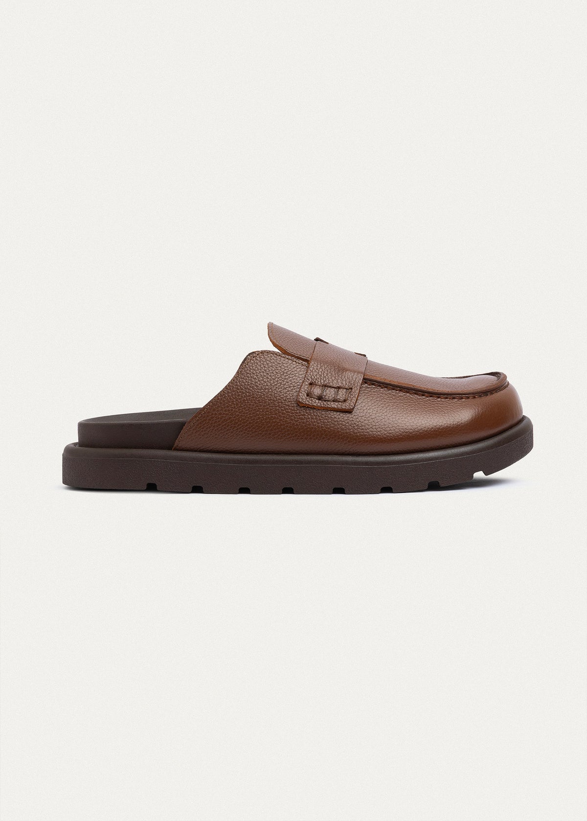 Pebbled Leather Loafer — Light Brown