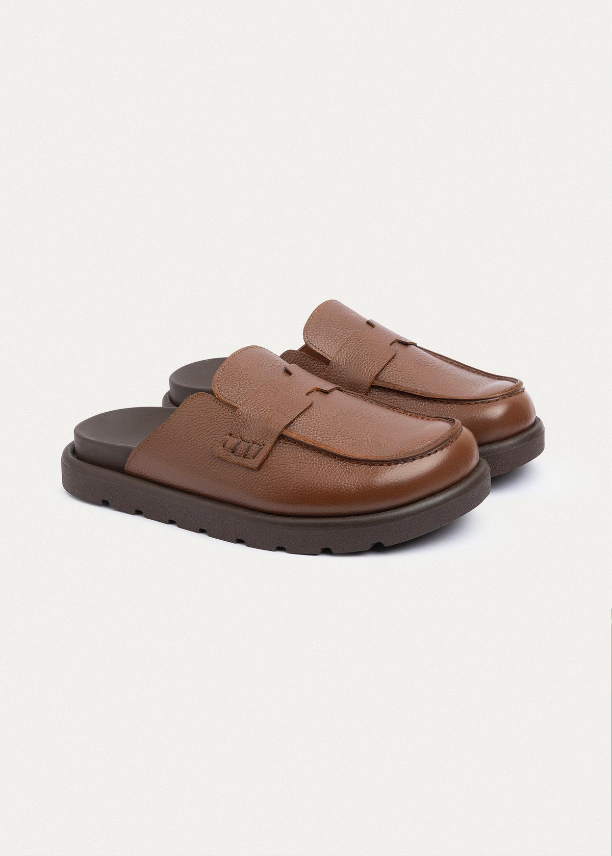 Pebbled Leather Loafer — Light Brown