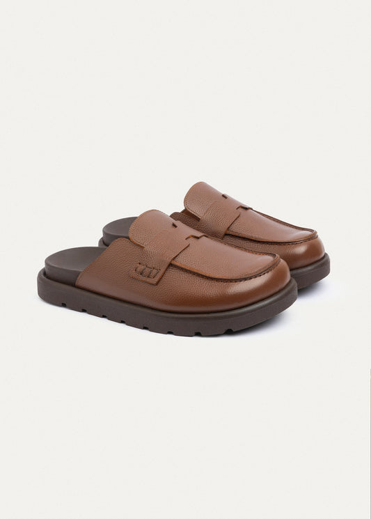 Pebbled Leather Loafer — Light Brown