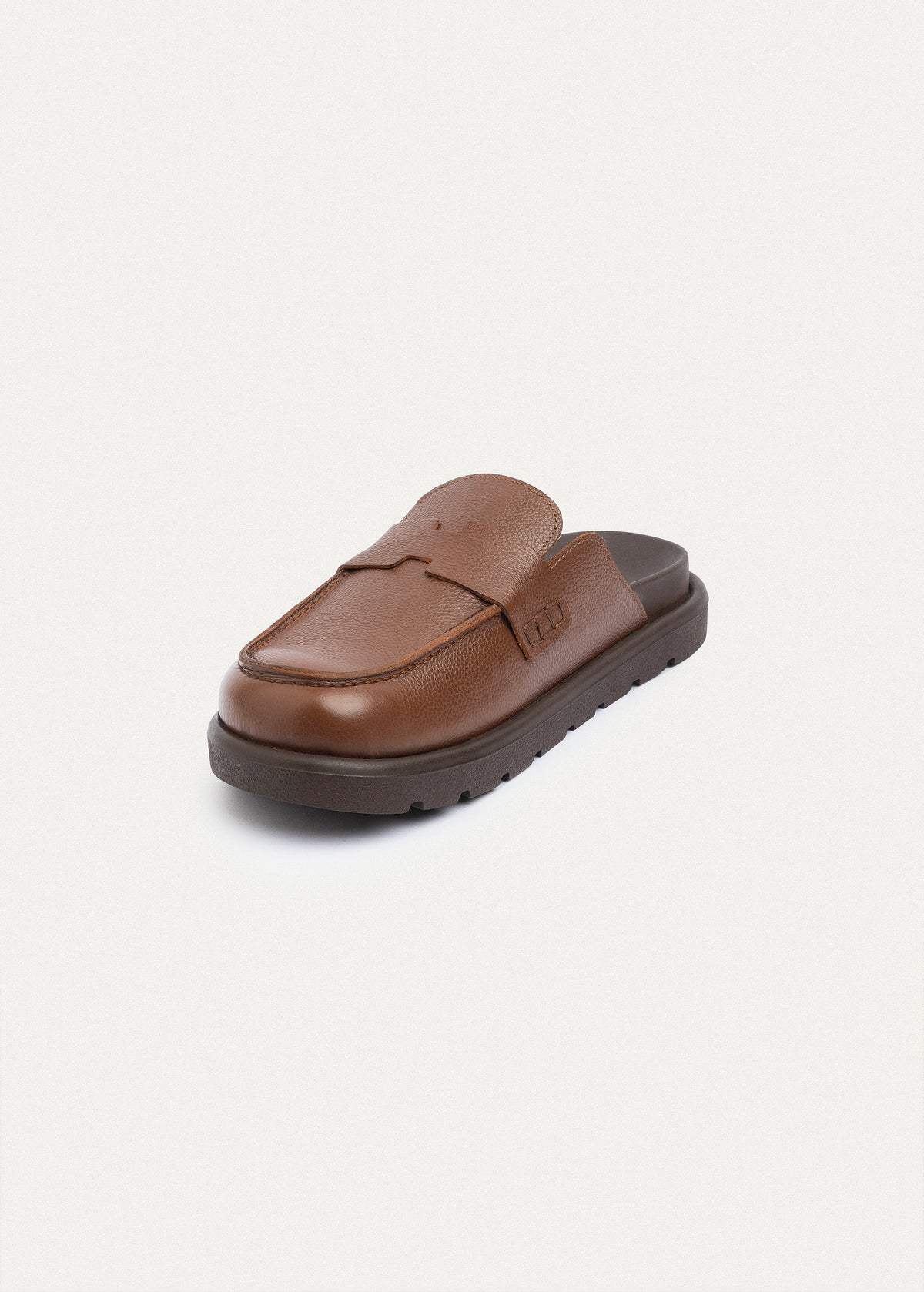 Pebbled Leather Loafer — Light Brown
