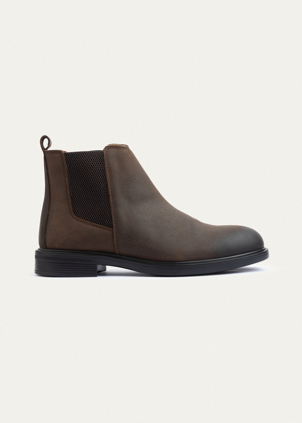 Nubuck Leather Chelsea Boot — Brown