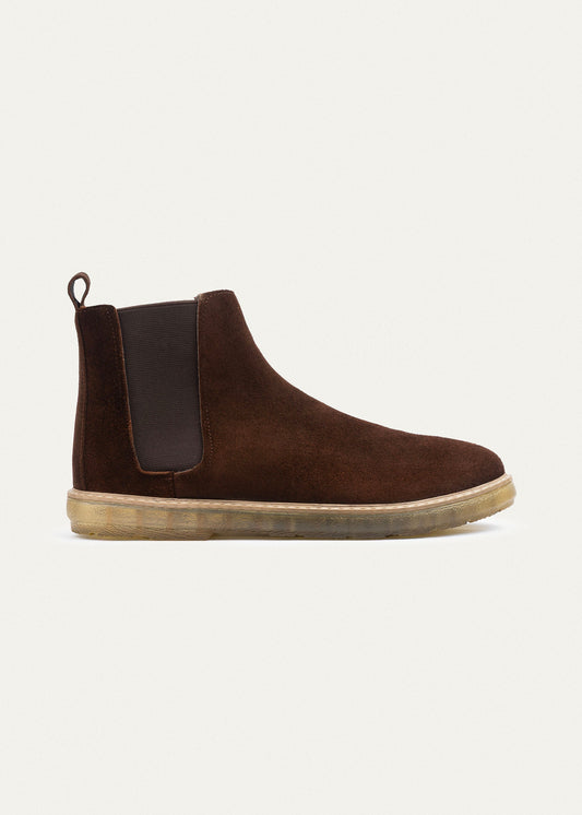 Plain Suede Chelsea Half Boot — Brown