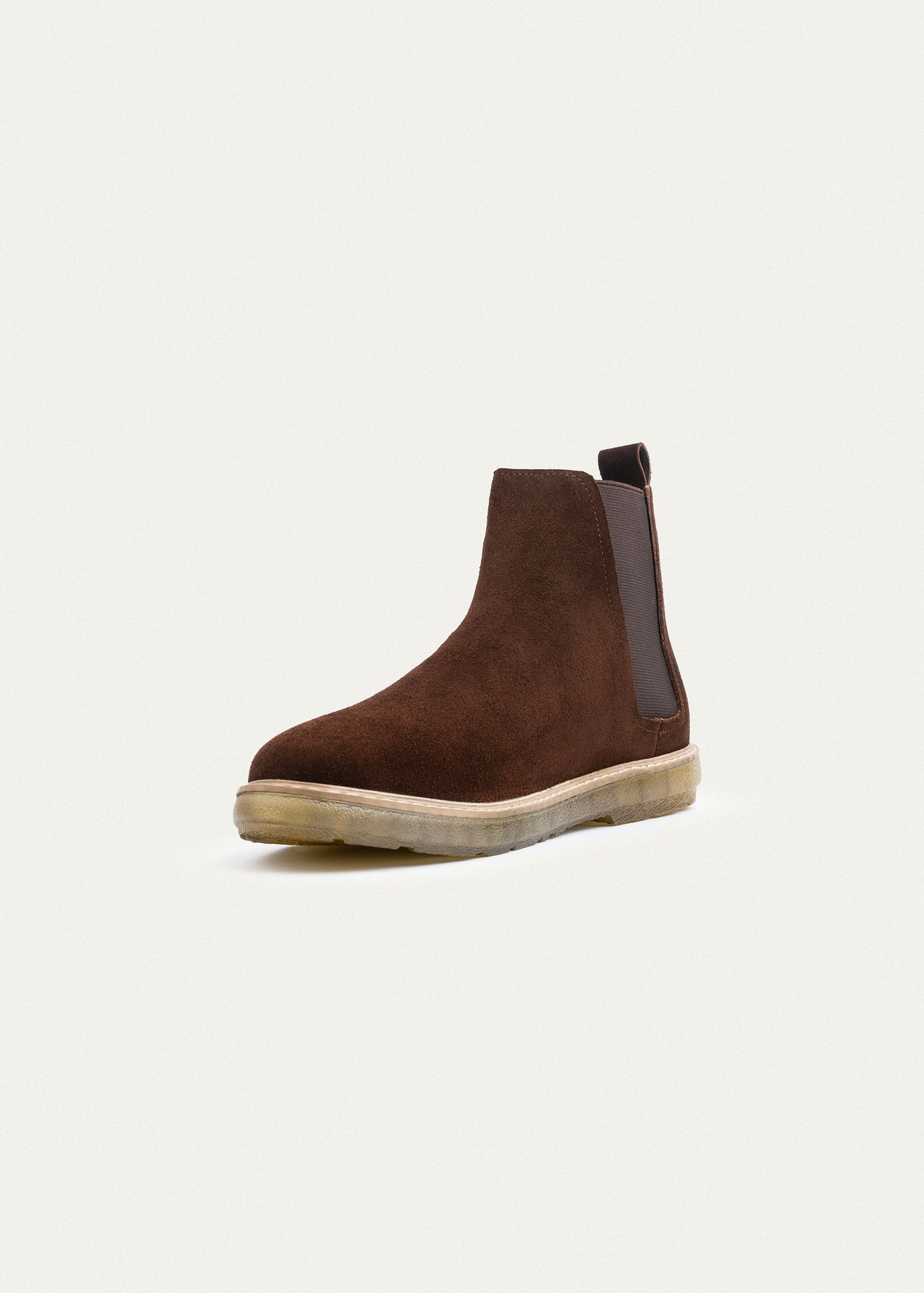 Plain Suede Chelsea Half Boot — Brown