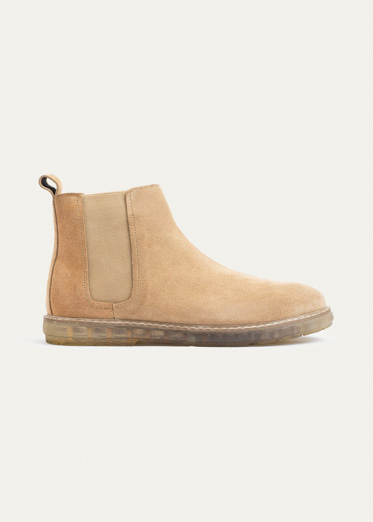 Plain Suede Chelsea Half Boot — Beige