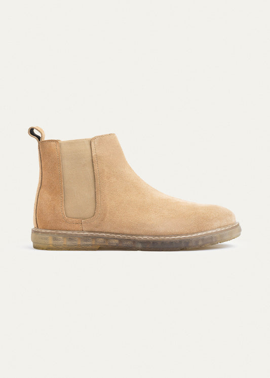 Plain Suede Chelsea Half Boot — Beige