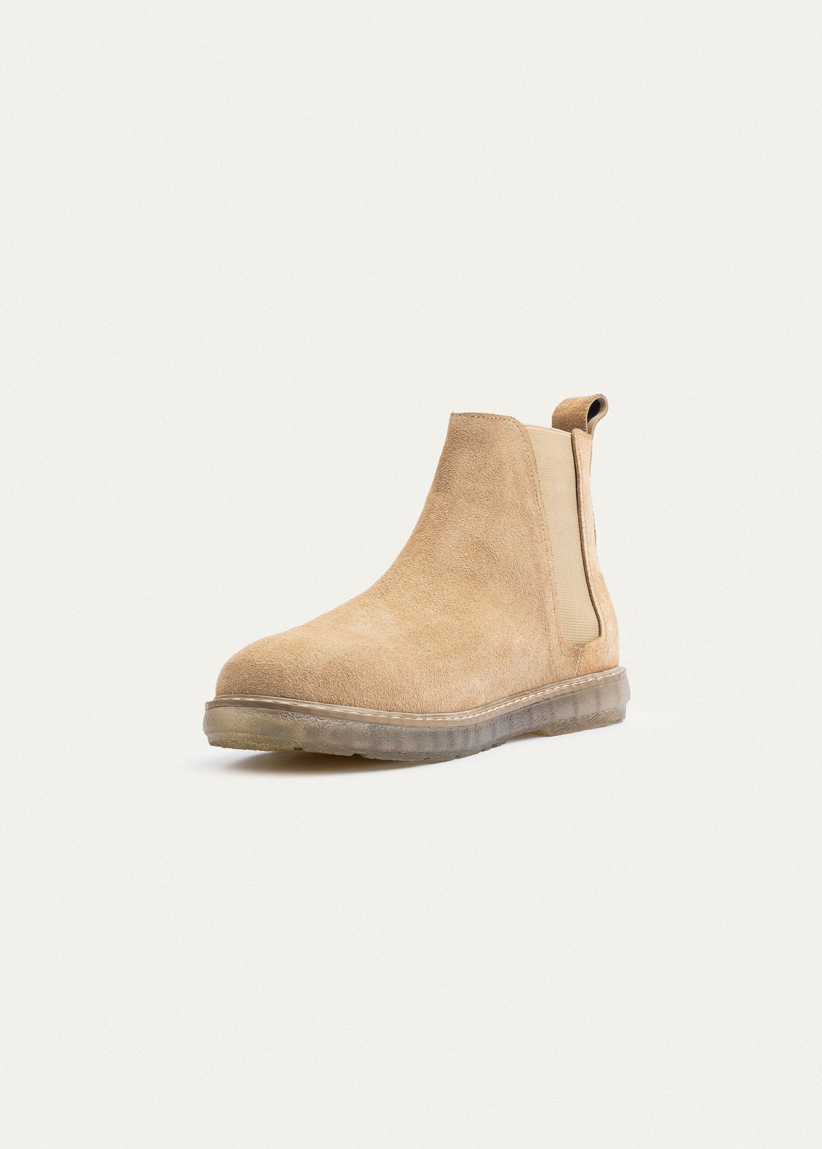 Plain Suede Chelsea Half Boot — Beige