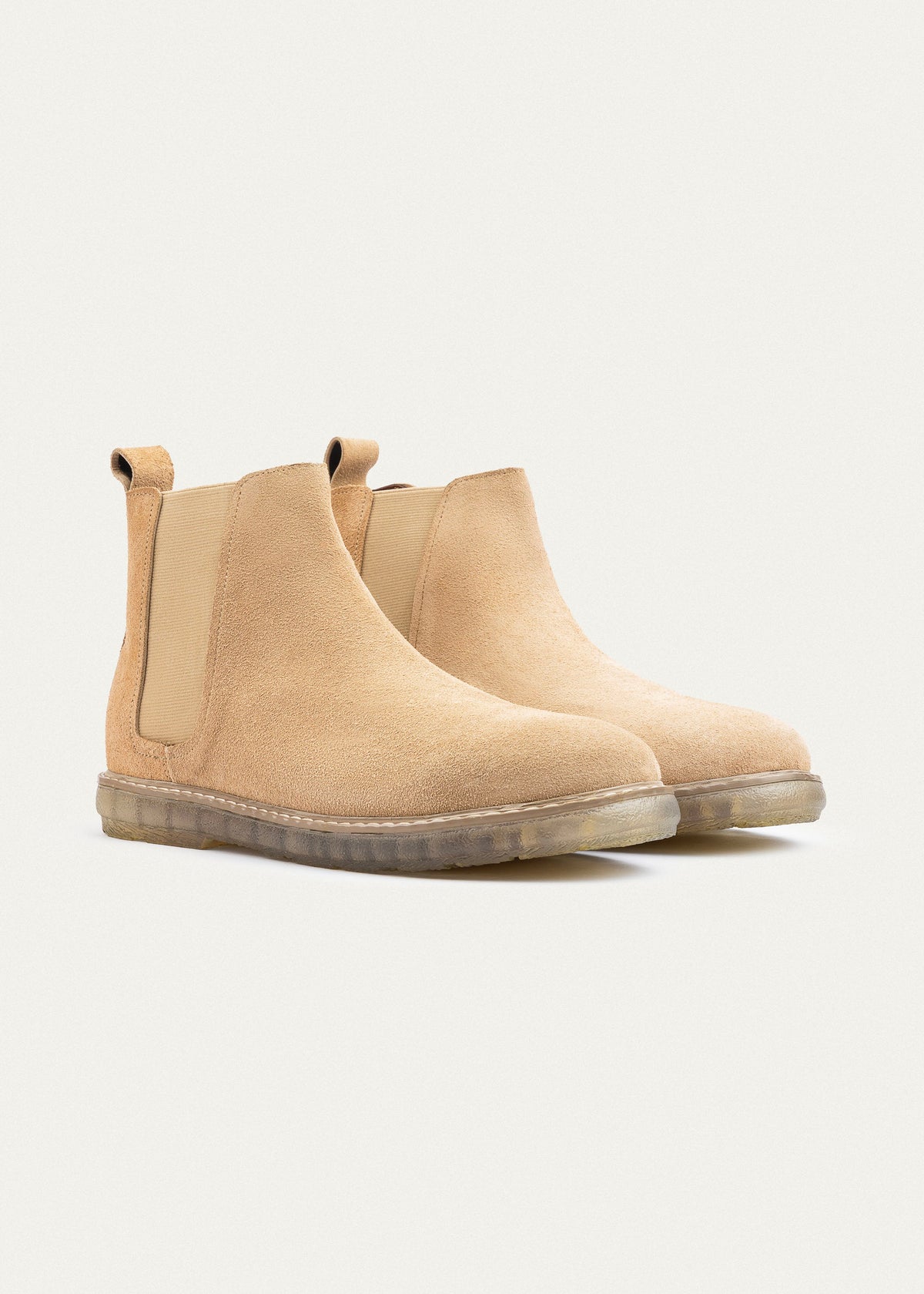 Plain Suede Chelsea Half Boot — Beige