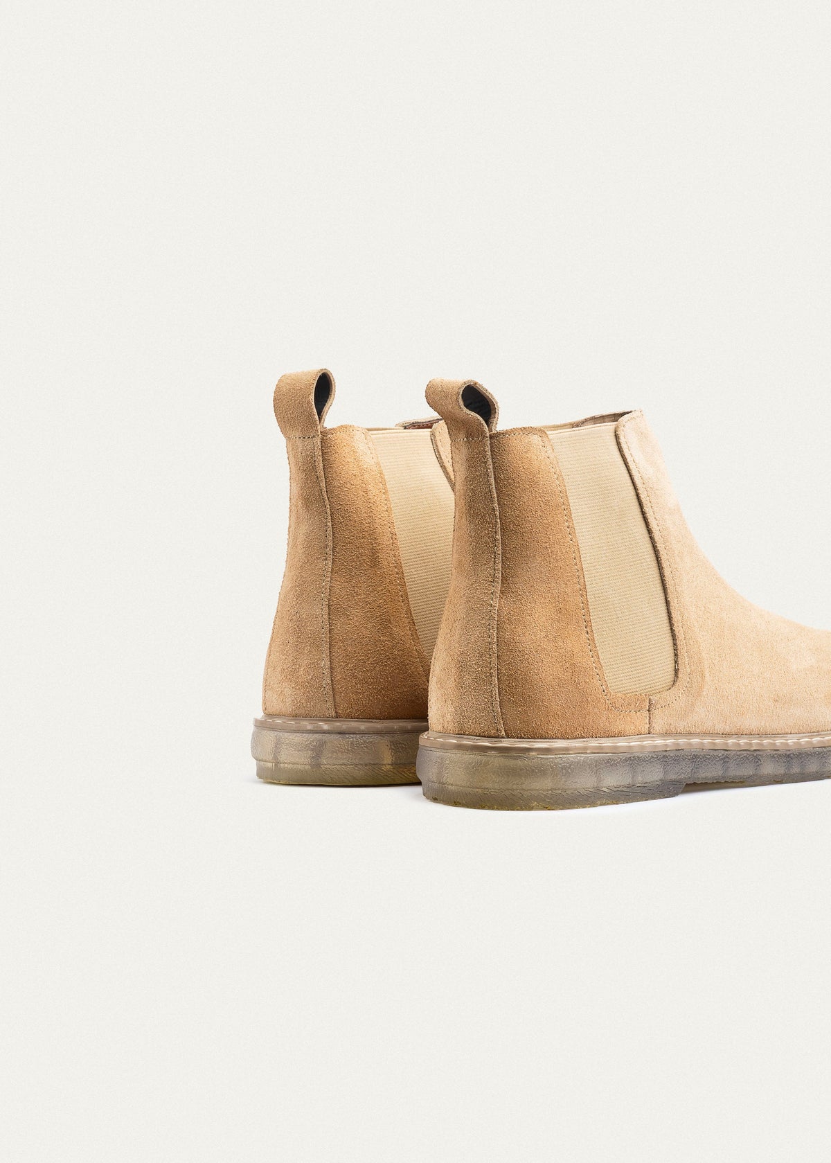 Plain Suede Chelsea Half Boot — Beige