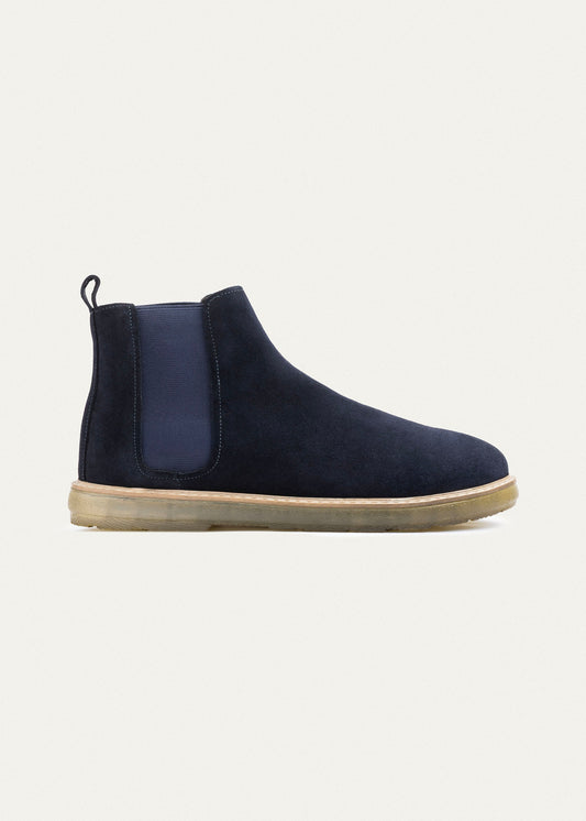 Plain Suede Chelsea Half Boot — Dark Blue