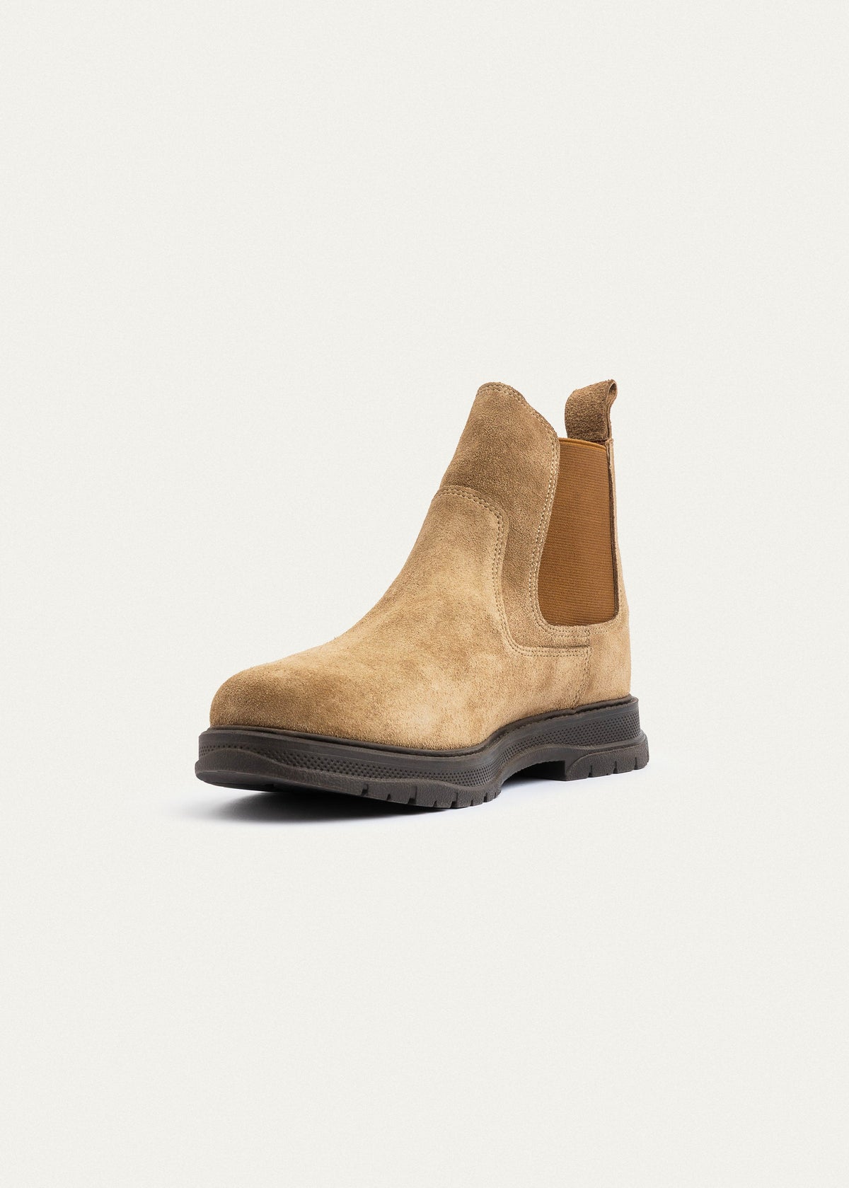 Plain Suede Genuine Leather Chelsea Boots — CAFE