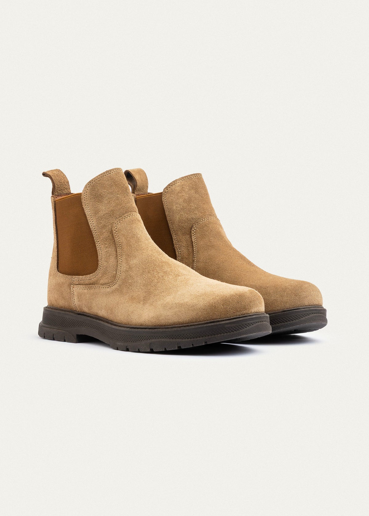 Plain Suede Genuine Leather Chelsea Boots — CAFE