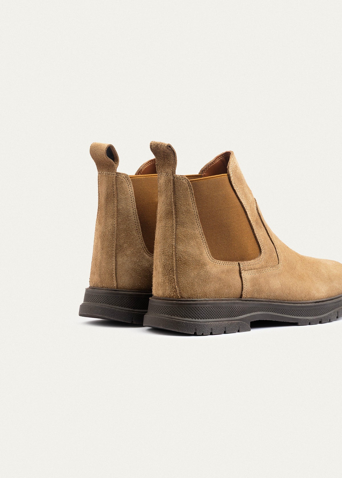 Plain Suede Genuine Leather Chelsea Boots — CAFE