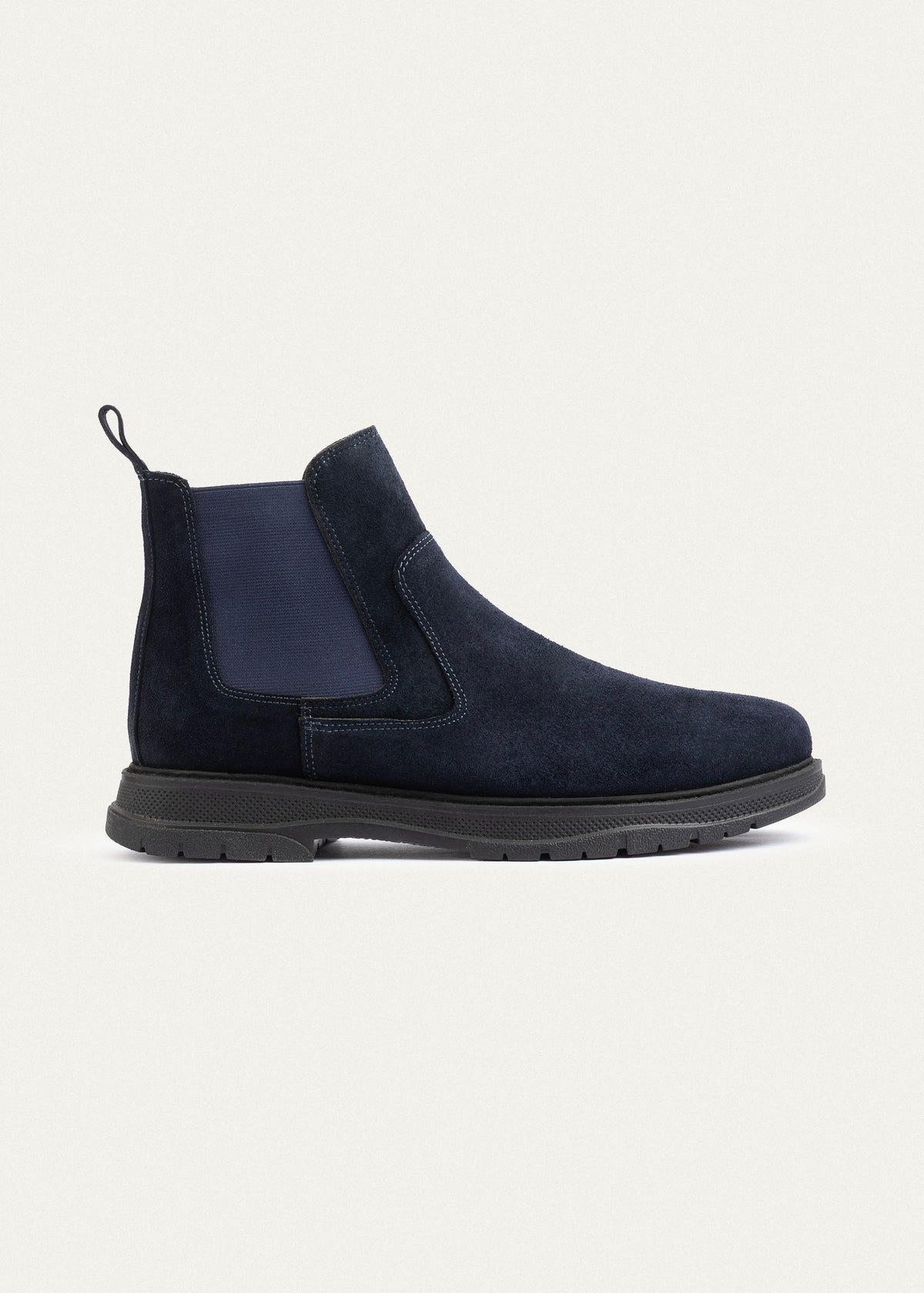 Plain Suede Genuine Leather Chelsea Boots — Dark Blue
