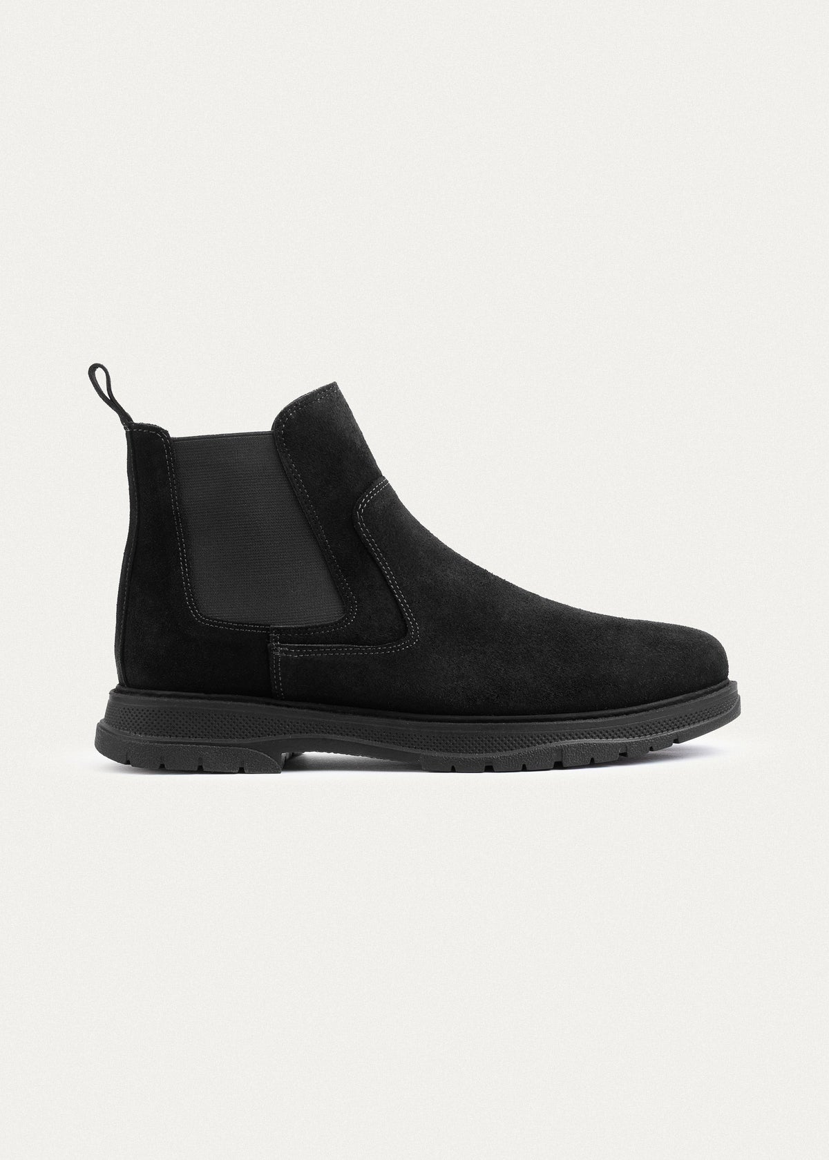 Plain Suede Genuine Leather Chelsea Boots — Black