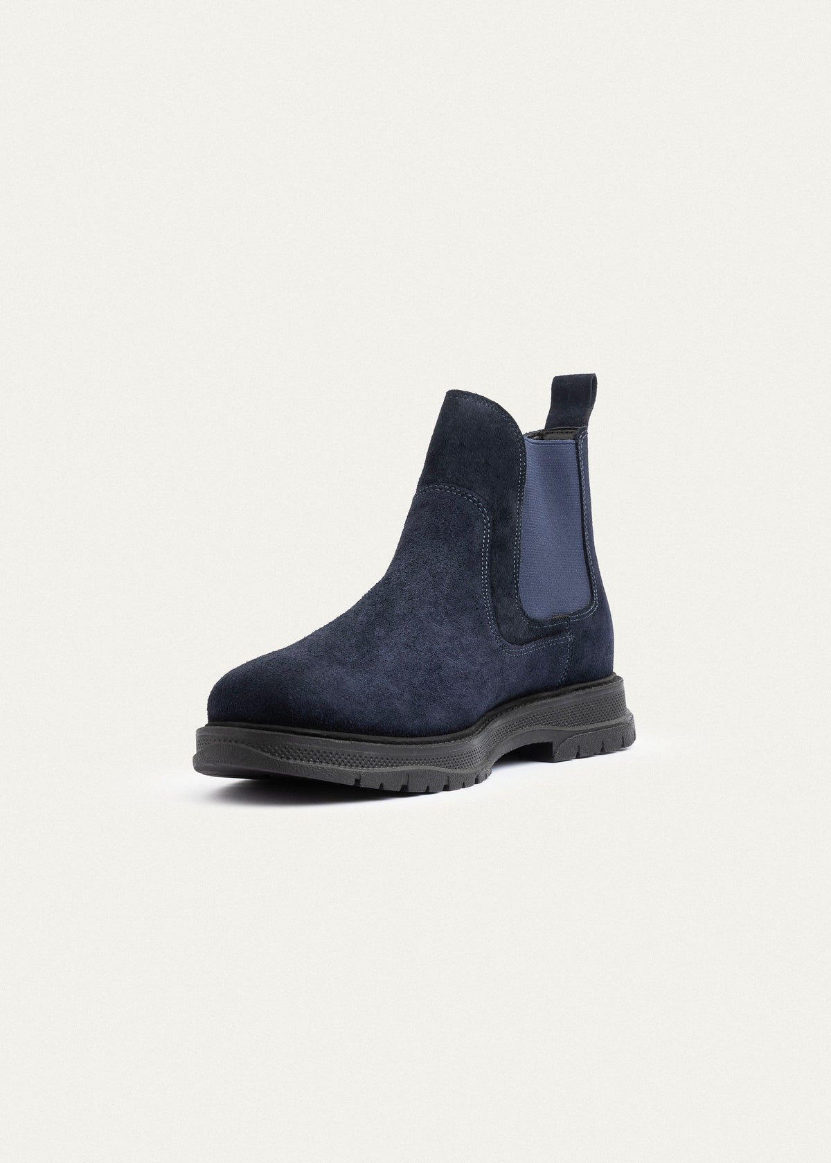 Plain Suede Genuine Leather Chelsea Boots — Dark Blue