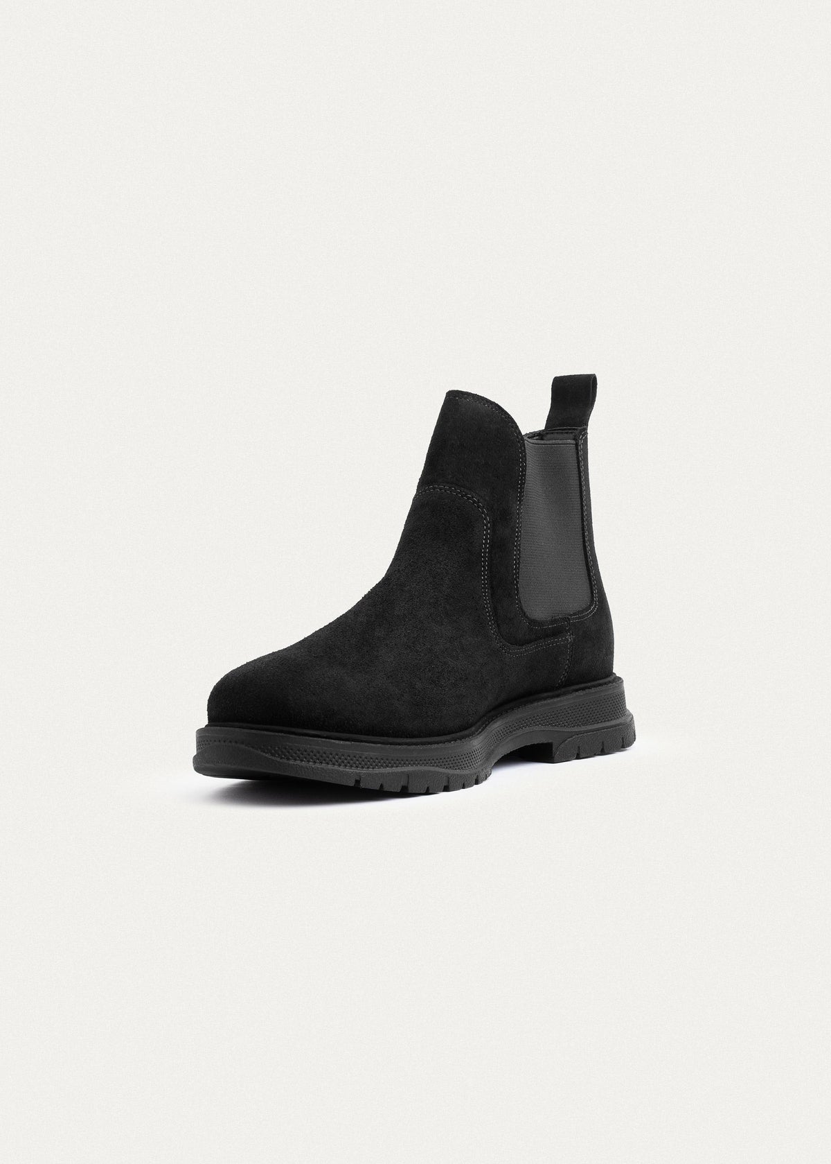 Plain Suede Genuine Leather Chelsea Boots — Black