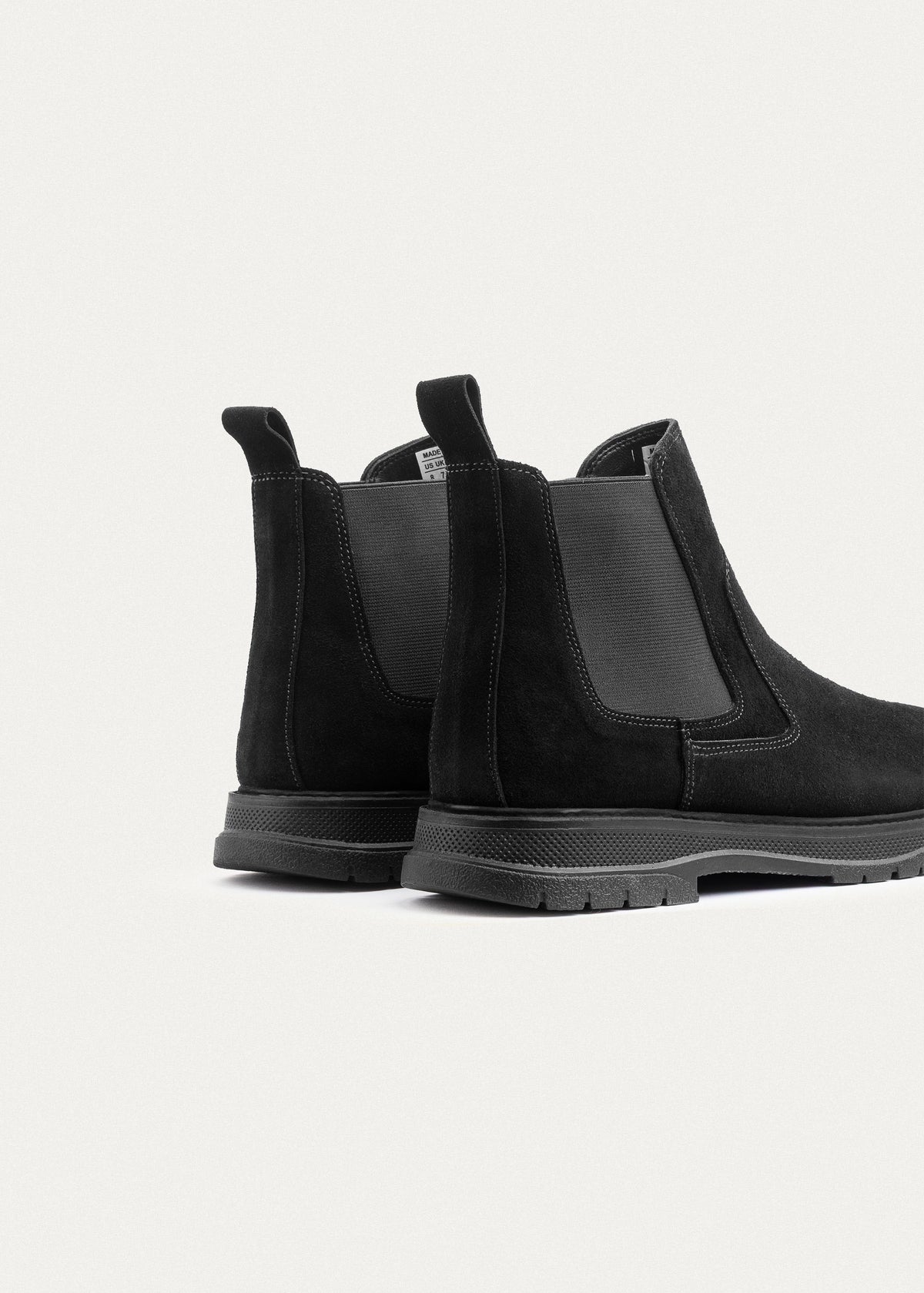 Plain Suede Genuine Leather Chelsea Boots — Black