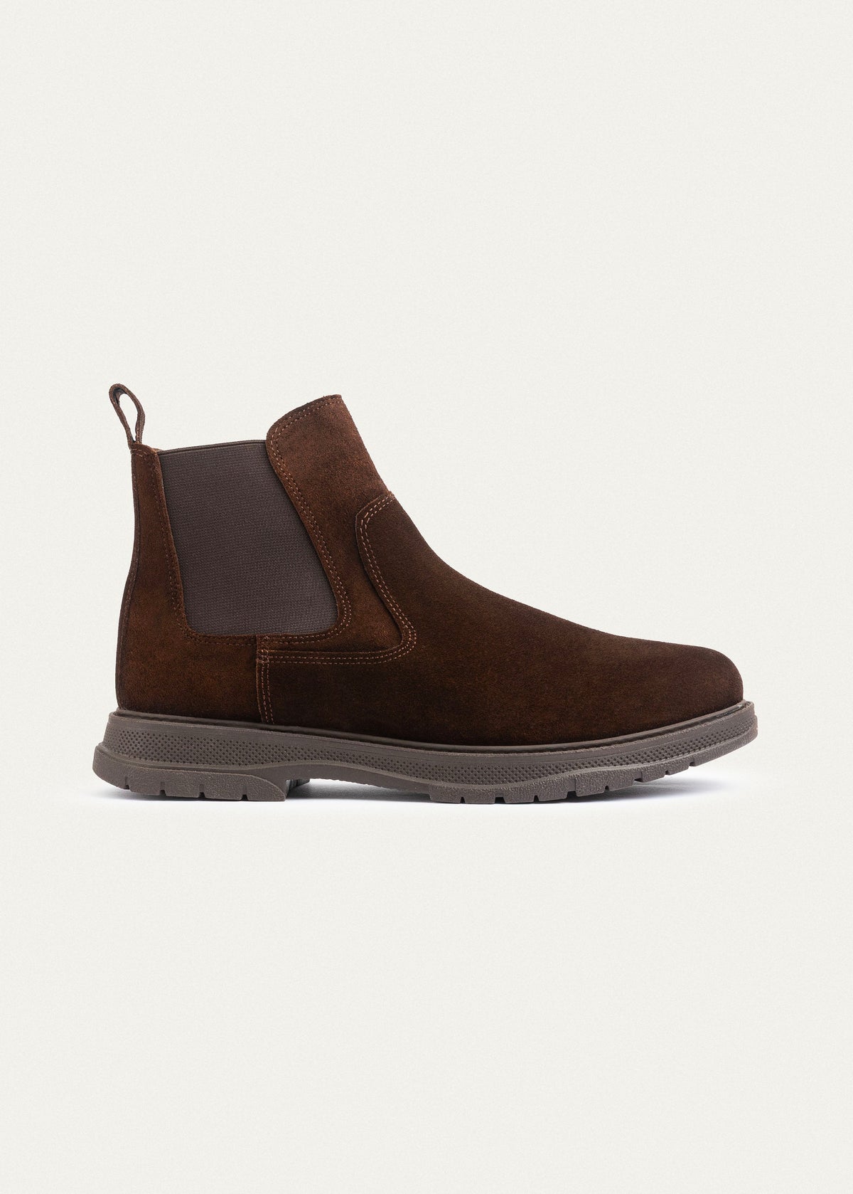Plain Suede Genuine Leather Chelsea Boots — Brown