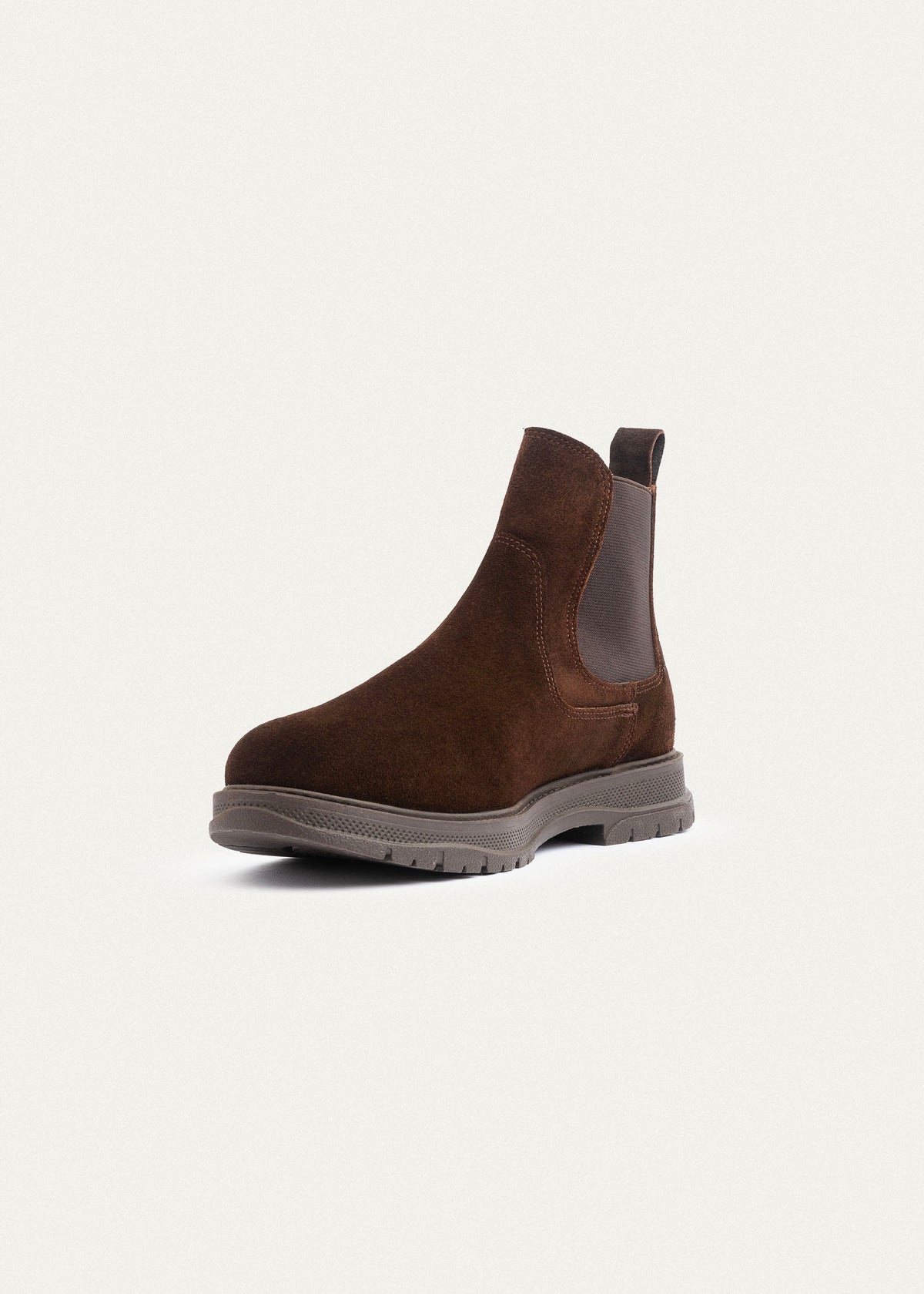 Plain Suede Genuine Leather Chelsea Boots — Brown