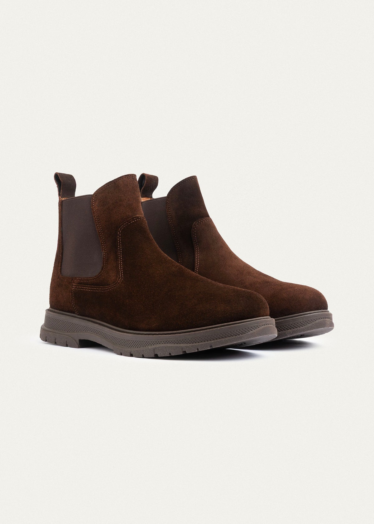 Plain Suede Genuine Leather Chelsea Boots — Brown