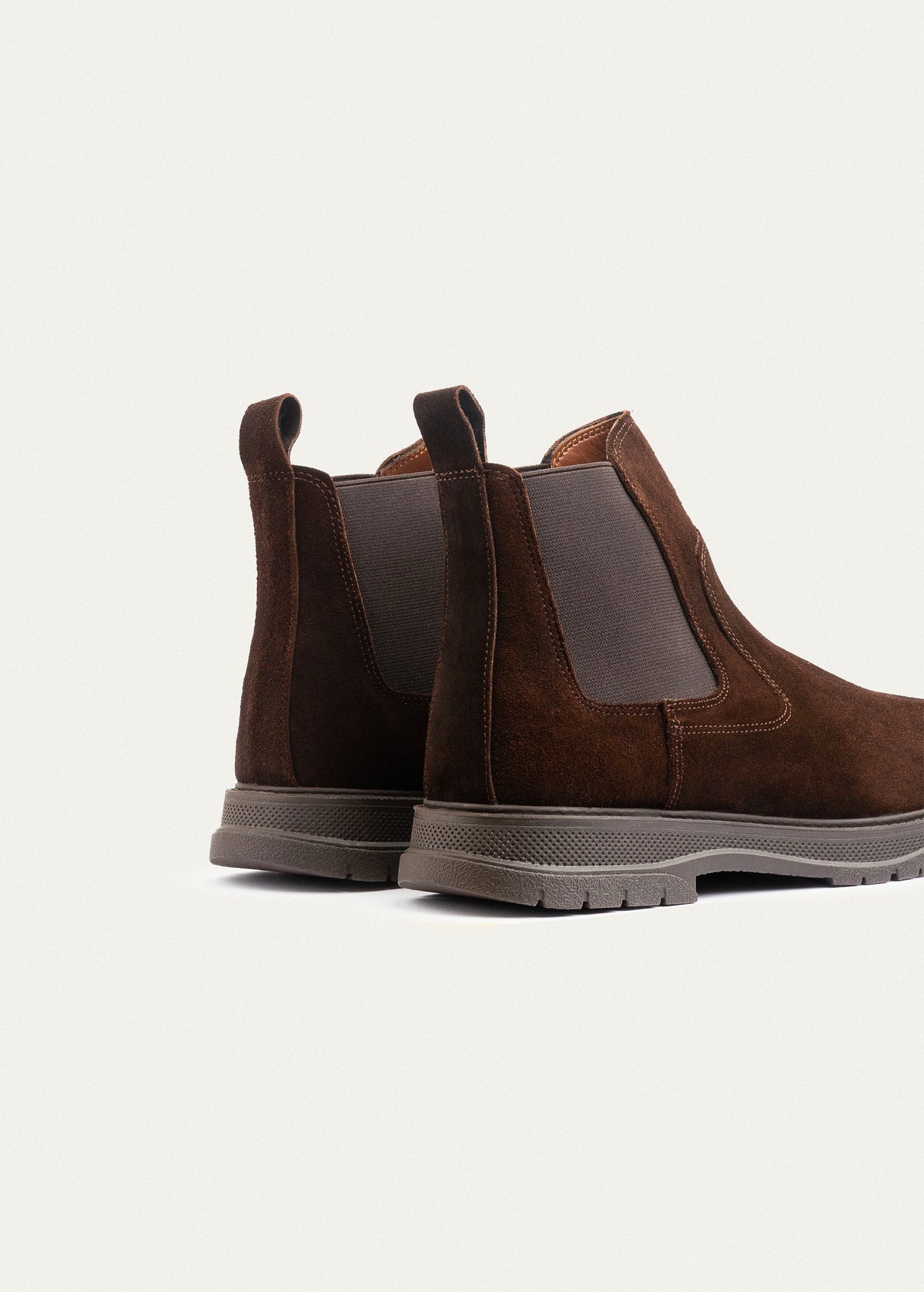 Plain Suede Genuine Leather Chelsea Boots — Brown