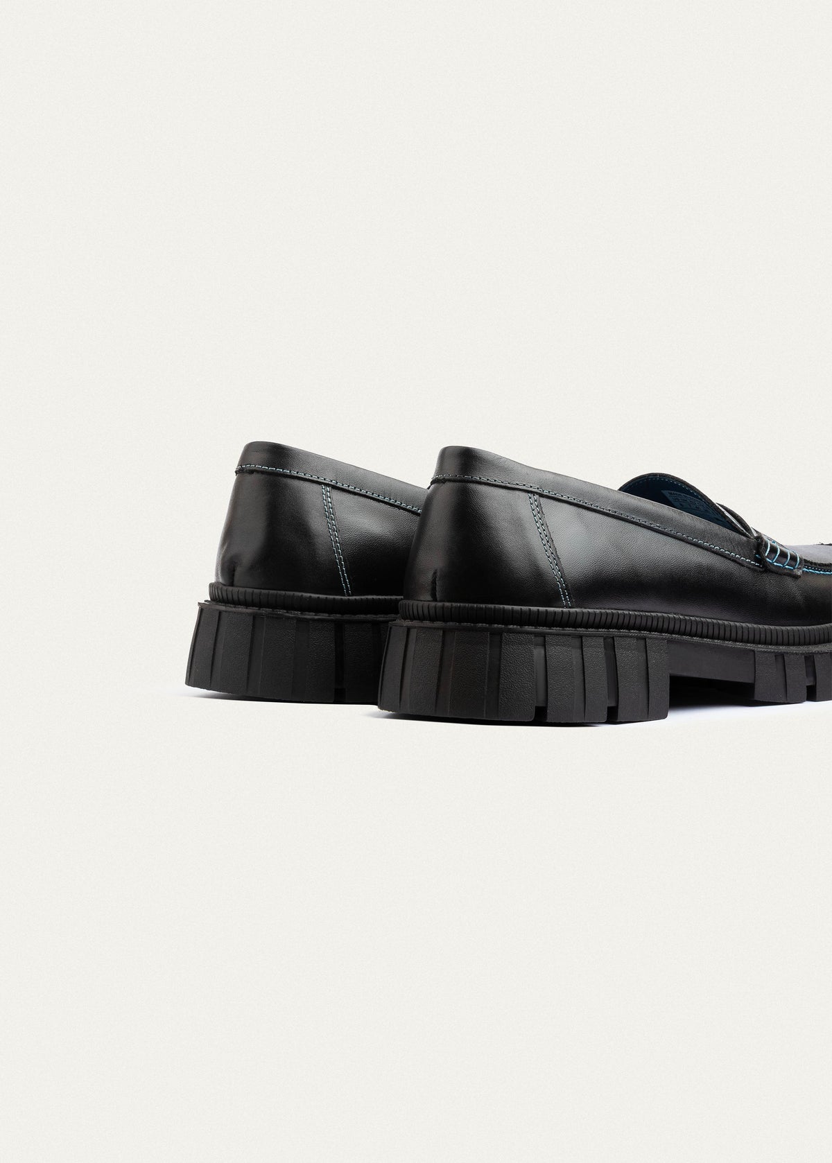 Leather Penny Loafer — Black & Navy