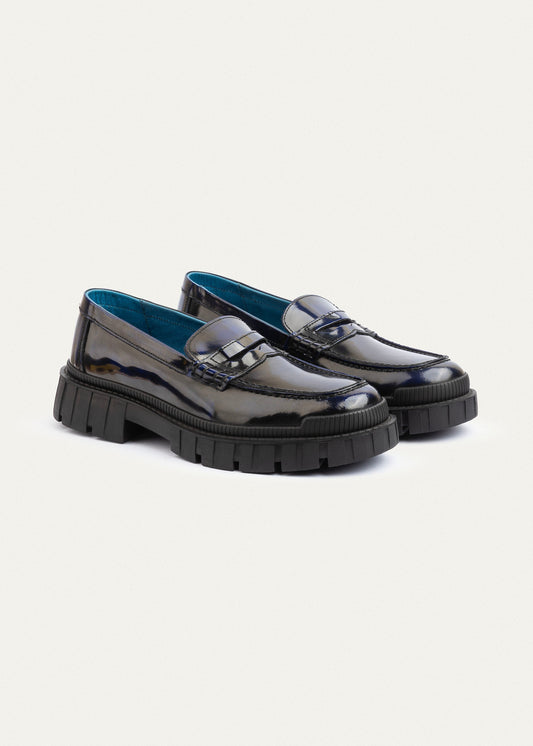 Patent Leather Loafer — Navy Blue