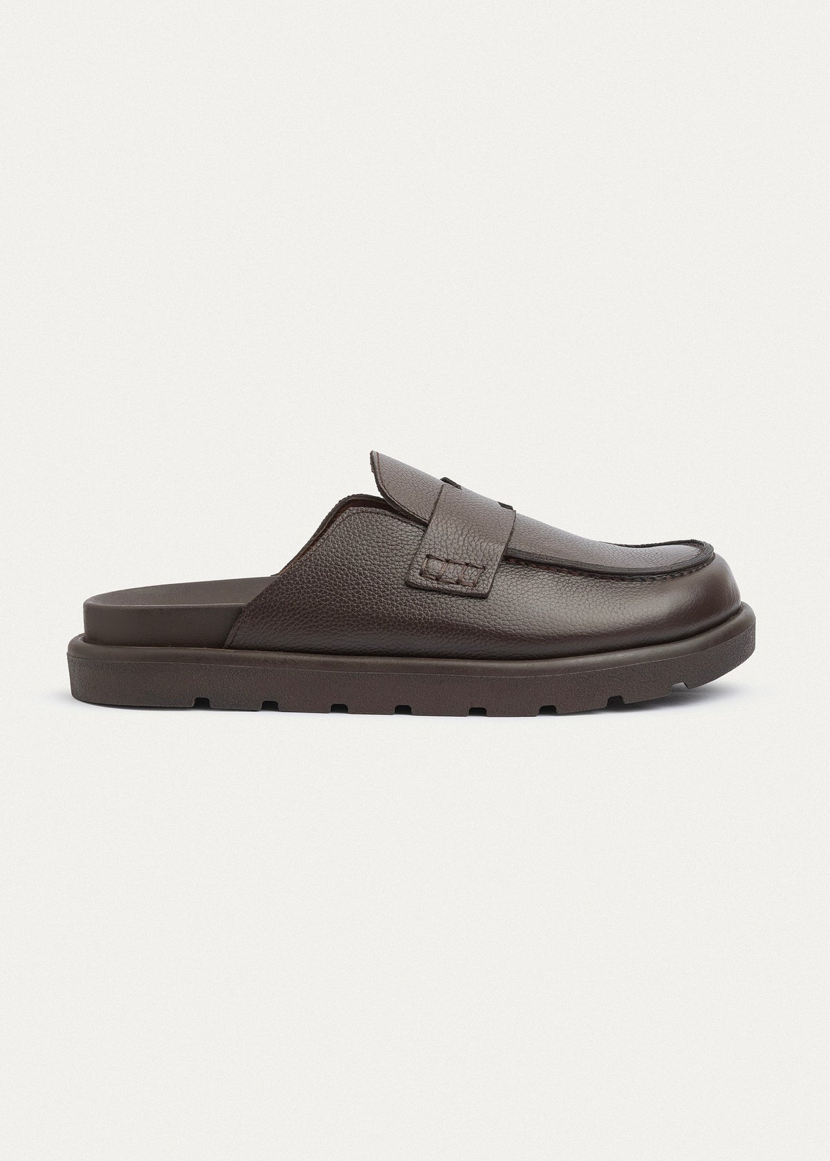 Pebbled Leather Loafer — Brown
