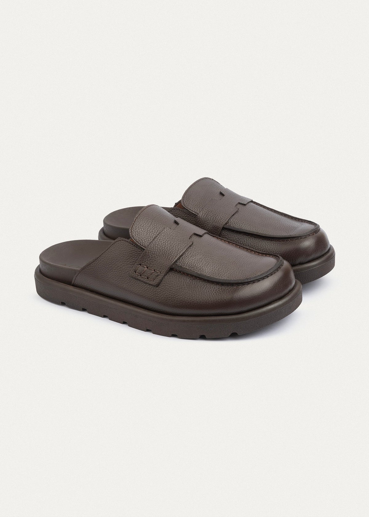 Pebbled Leather Loafer — Brown